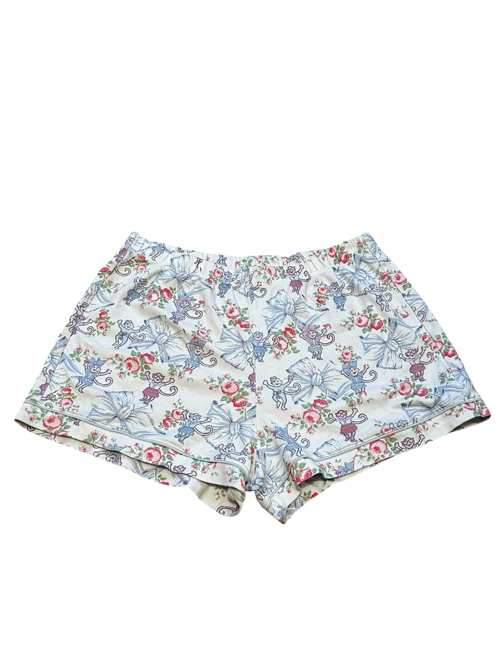 LoveShackFancy x Roller Rabbit  Pajama Shirt Floral Bow Money Print Loungewear